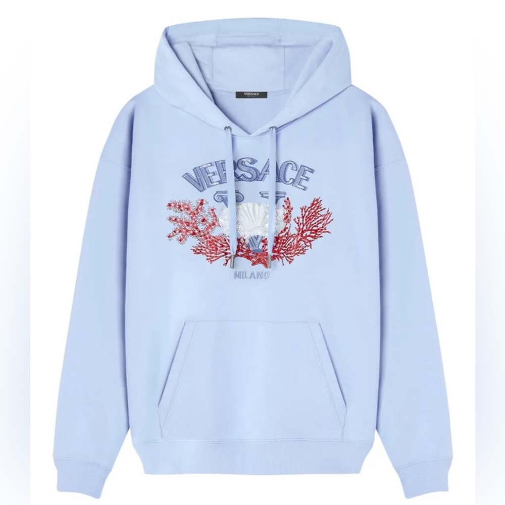 Versace Men's Light Blue Hoodie